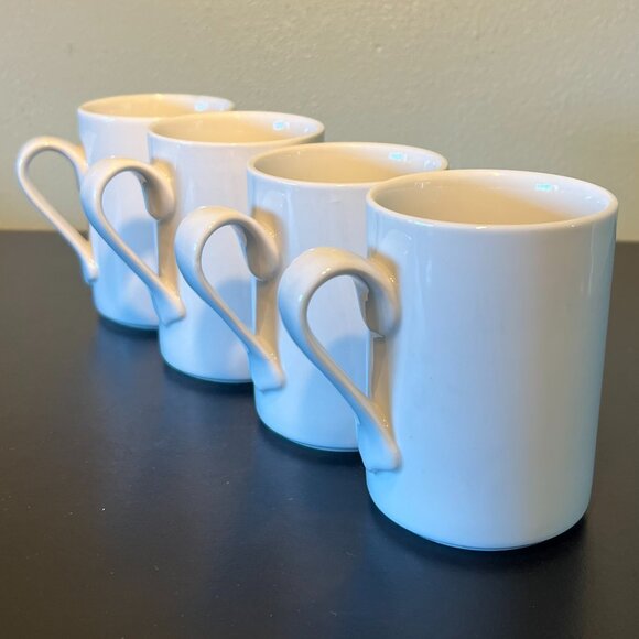 Set of 4 DANSK BISTRO Bisserup White Mugs ~ Made in Portugal ~ Coffee Tea Cups - Picture 2 of 12